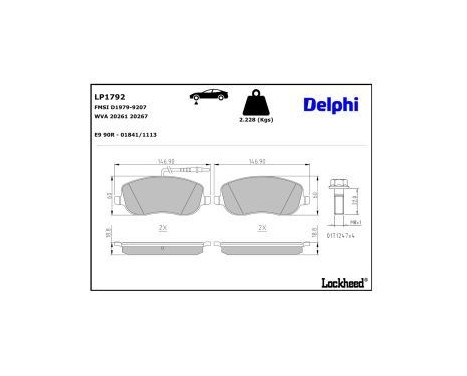 Brake Pad Set, disc brake LP1792 Delphi, Image 3