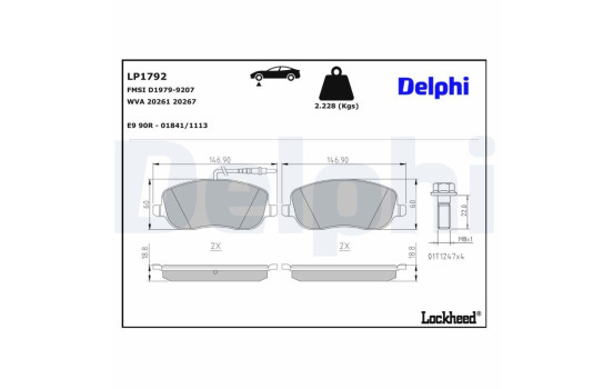 Brake Pad Set, disc brake LP1792 Delphi, Image 3