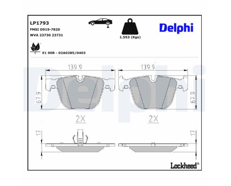 Brake Pad Set, disc brake LP1793 Delphi