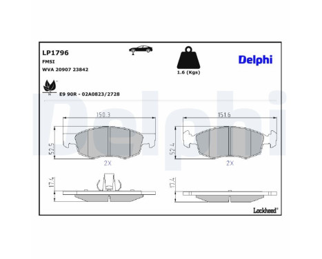 Brake Pad Set, disc brake LP1796 Delphi