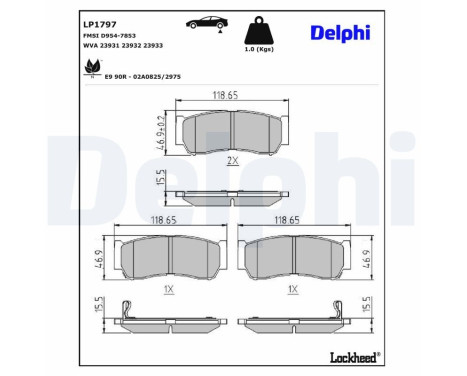 Brake Pad Set, disc brake LP1797 Delphi
