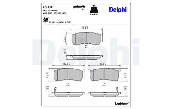 Brake Pad Set, disc brake LP1797 Delphi