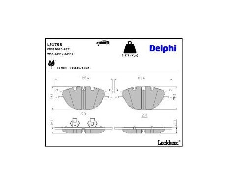 Brake Pad Set, disc brake LP1798 Delphi
