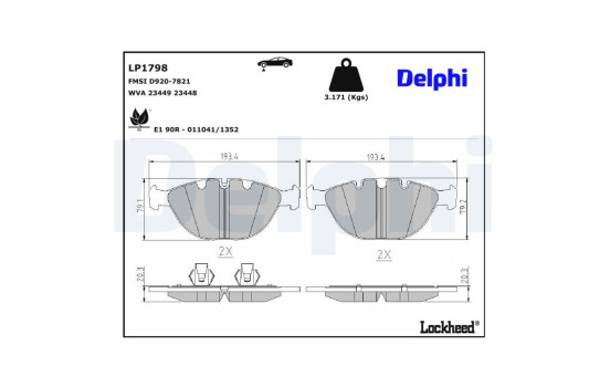 Brake Pad Set, disc brake LP1798 Delphi