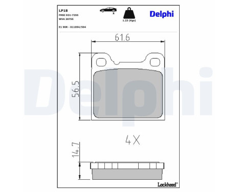 Brake Pad Set, disc brake LP18 Delphi