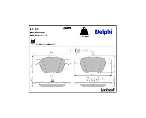 Brake Pad Set, disc brake LP1801 Delphi