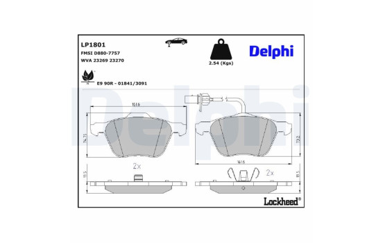 Brake Pad Set, disc brake LP1801 Delphi