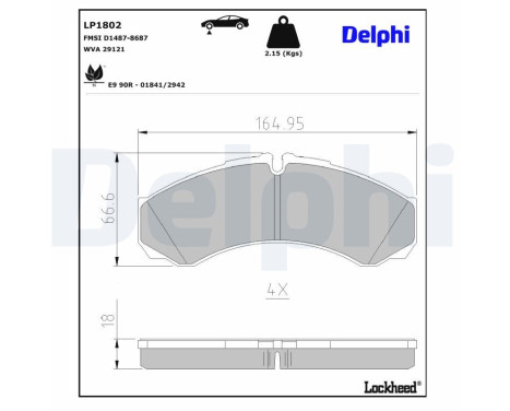 Brake Pad Set, disc brake LP1802 Delphi