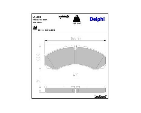 Brake Pad Set, disc brake LP1802 Delphi