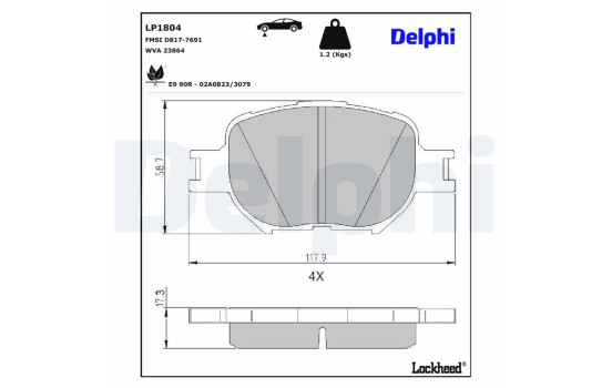 Brake Pad Set, disc brake LP1804 Delphi