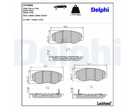 Brake Pad Set, disc brake LP1806 Delphi