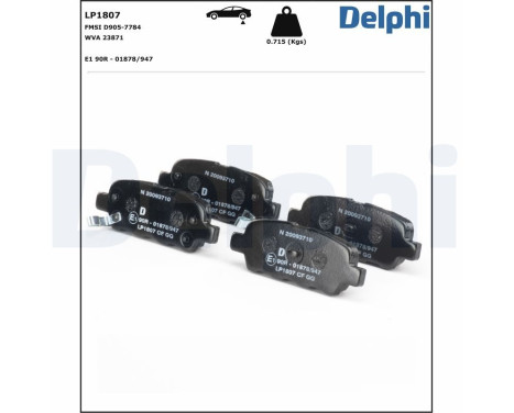 Brake Pad Set, disc brake LP1807 Delphi, Image 2