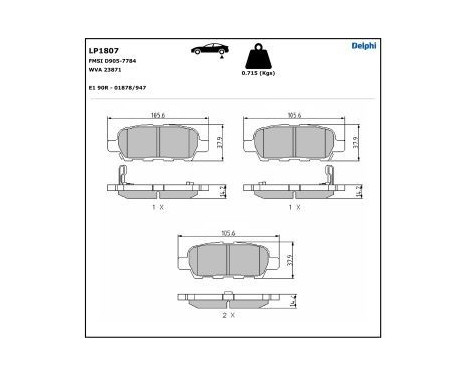 Brake Pad Set, disc brake LP1807 Delphi, Image 5