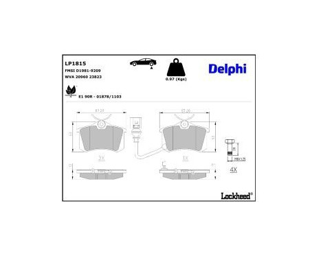 Brake Pad Set, disc brake LP1815 Delphi, Image 4
