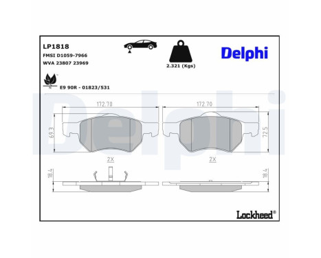 Brake Pad Set, disc brake LP1818 Delphi