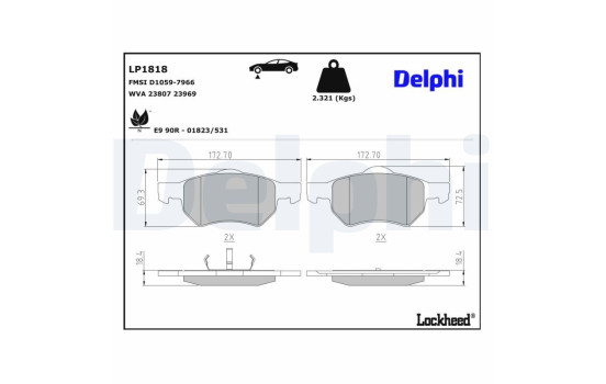 Brake Pad Set, disc brake LP1818 Delphi