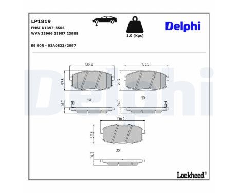 Brake Pad Set, disc brake LP1819 Delphi, Image 3