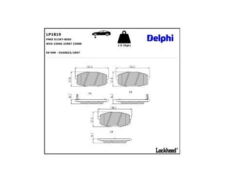 Brake Pad Set, disc brake LP1819 Delphi, Image 3