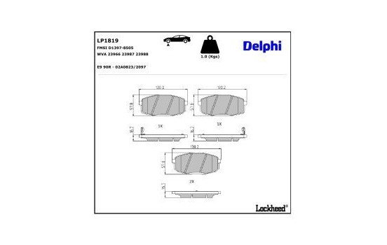 Brake Pad Set, disc brake LP1819 Delphi, Image 3