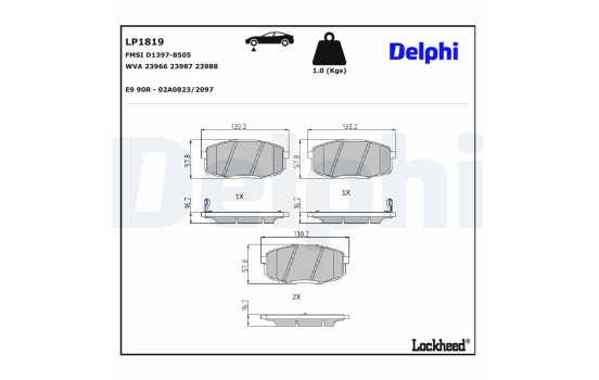 Brake Pad Set, disc brake LP1819 Delphi, Image 3