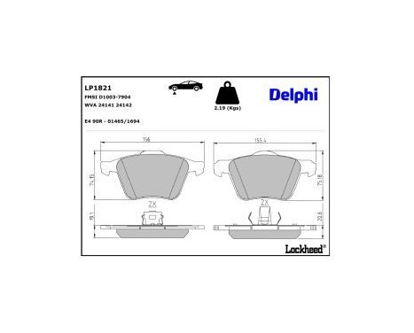Brake Pad Set, disc brake LP1821 Delphi, Image 3