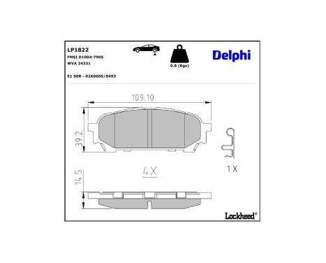 Brake Pad Set, disc brake LP1822 Delphi