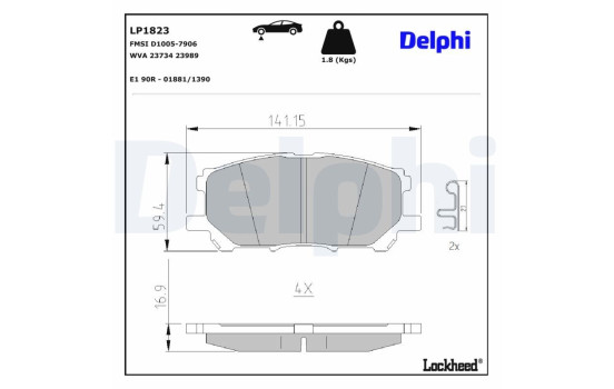 Brake Pad Set, disc brake LP1823 Delphi