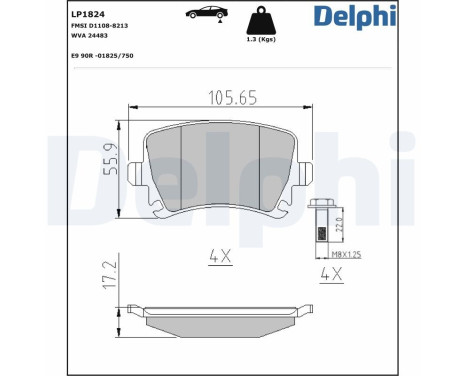 Brake Pad Set, disc brake LP1824 Delphi, Image 2