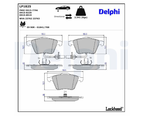 Brake Pad Set, disc brake LP1825 Delphi