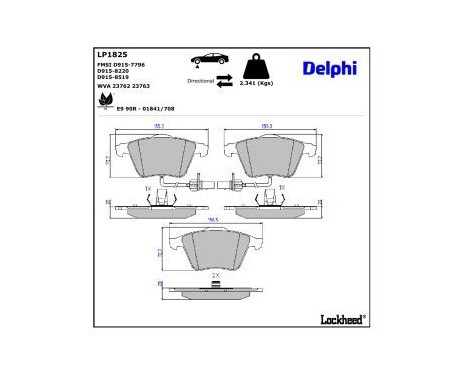 Brake Pad Set, disc brake LP1825 Delphi