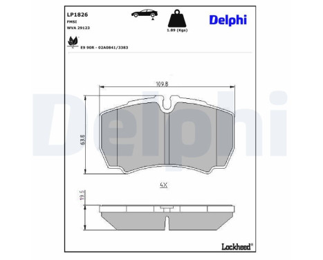 Brake Pad Set, disc brake LP1826 Delphi, Image 3