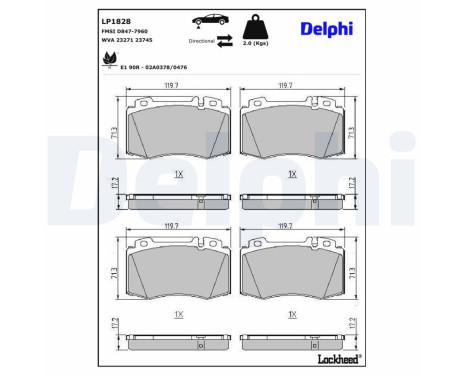Brake Pad Set, disc brake LP1828 Delphi