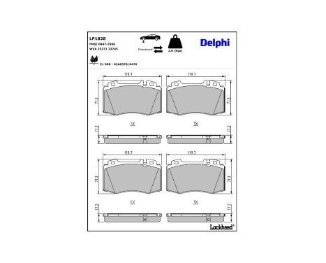 Brake Pad Set, disc brake LP1828 Delphi, Image 3