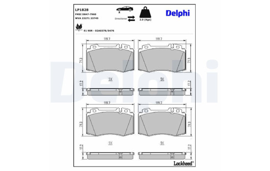 Brake Pad Set, disc brake LP1828 Delphi, Image 3