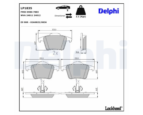 Brake Pad Set, disc brake LP1835 Delphi