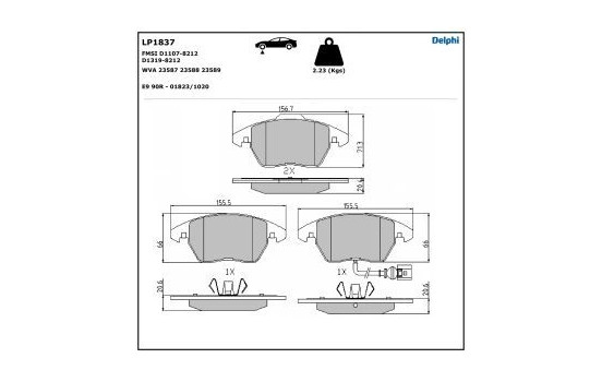 Brake Pad Set, disc brake LP1837 Delphi, Image 5
