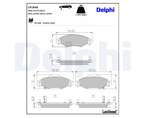 Brake Pad Set, disc brake LP1840 Delphi