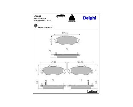 Brake Pad Set, disc brake LP1840 Delphi, Image 3