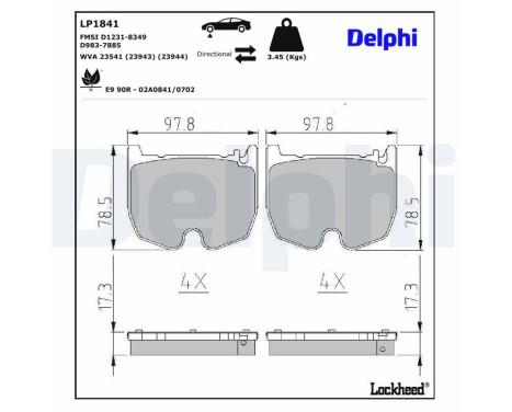 Brake Pad Set, disc brake LP1841 Delphi