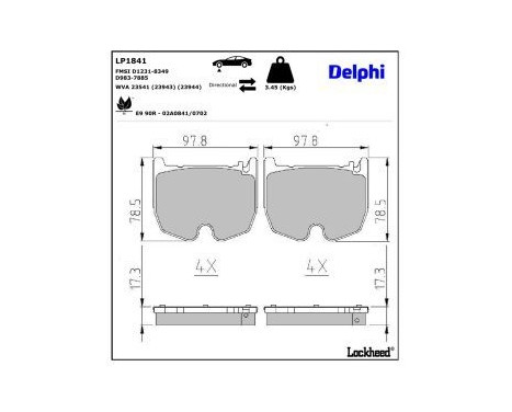 Brake Pad Set, disc brake LP1841 Delphi