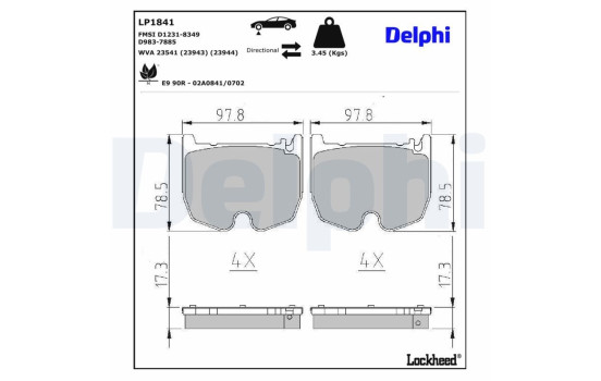 Brake Pad Set, disc brake LP1841 Delphi