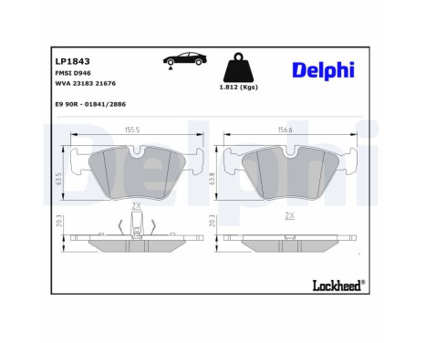 Brake Pad Set, disc brake LP1843 Delphi