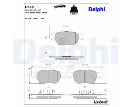 Brake Pad Set, disc brake LP1844 Delphi