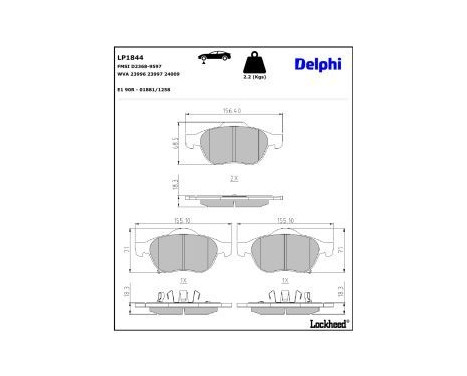 Brake Pad Set, disc brake LP1844 Delphi