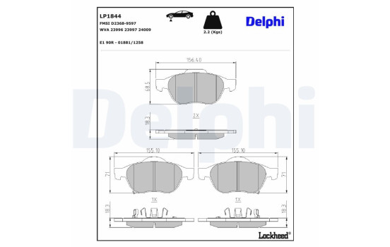 Brake Pad Set, disc brake LP1844 Delphi