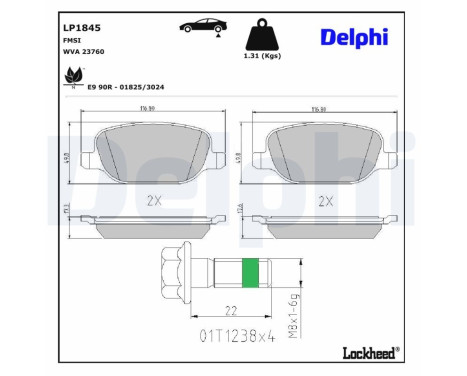 Brake Pad Set, disc brake LP1845 Delphi