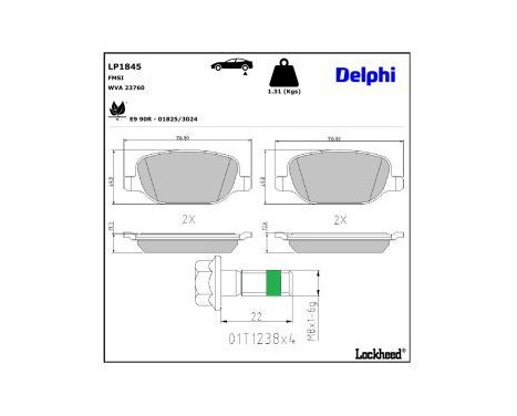 Brake Pad Set, disc brake LP1845 Delphi