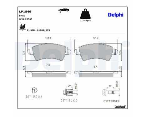 Brake Pad Set, disc brake LP1846 Delphi