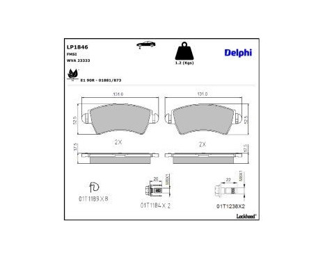 Brake Pad Set, disc brake LP1846 Delphi
