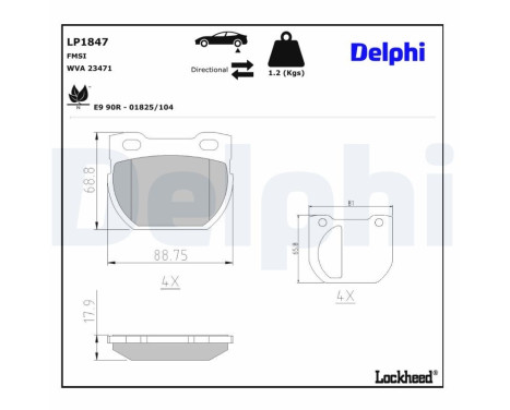 Brake Pad Set, disc brake LP1847 Delphi
